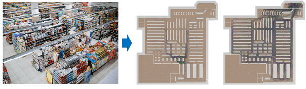 Pilot testing image from the top global retail chain in the U.S., illustrating variations in customer foot traffic by time slots.