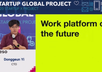 Korean startup Seeso pitching at the TIPS X beSUCCESS Korean Startup Showcase