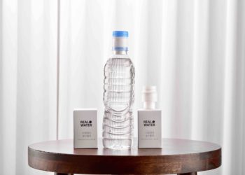 Real Water's water bottle cap filters microplastics.