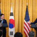 South Korean President Moon Jae-in and the U.S. President Joe Biden at the White House in Washington on May 21, 2021.