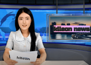 A virtual news announcer , made with KLleon's AI technology.