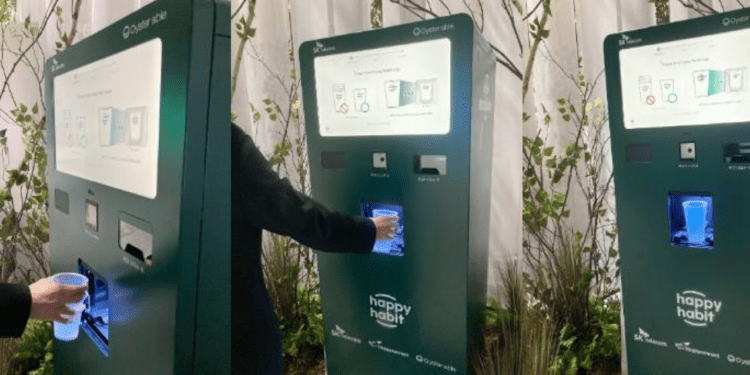Visitors are returning reusable cups to "Lalaloop," the AIoT circular economy solution of Oysterable