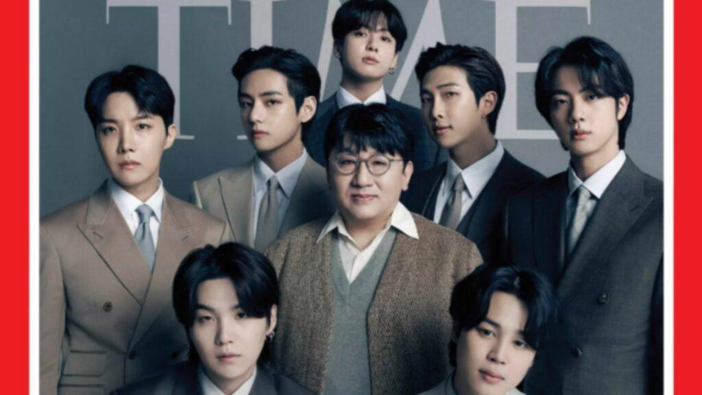 BTS boys and HYBE CEO Bang Si Hyuk feature on the cover of the April 2022 edition of TIME magazine.