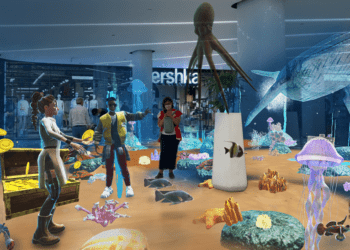 Real-world metaverse, TwinWorld (http://twin.world) in action in Westfield shopping mall in Barcelona, Spain