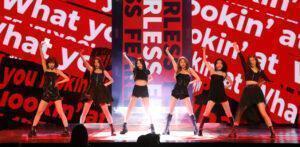 Hybe’s first-ever girl group Le Sserafim made their official debut with song “Fearless” during a press conference in Seoul. (Source Music)