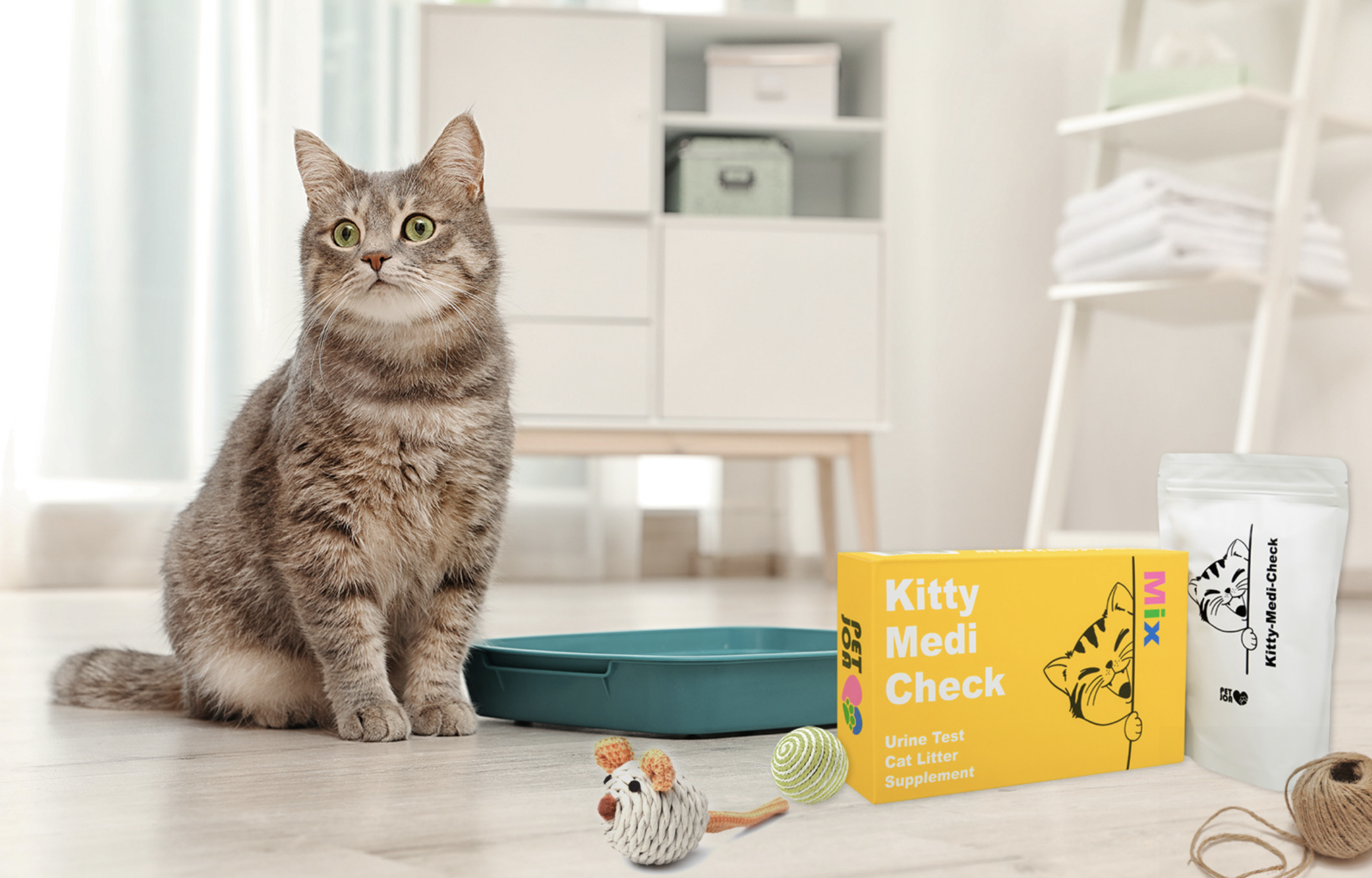Kitty Medi Check is a cat urine test litter supplement created by the pet care company PETJOA.