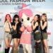 'MobiContentTech's own IP character 'Coko', who has a global fanbase of 3.6 million, poses with rookie girl group 'KISS OF LIFE' at the 'ULKIN' photocall event, the opening show of the '2024 S/S Seoul Fashion Week’ (photo: Cokodive).