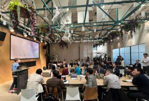 OpenAI CEO Sam Altman interacting with Korean startups at the OpenAI headquarters in San Francisco, /OpenAI