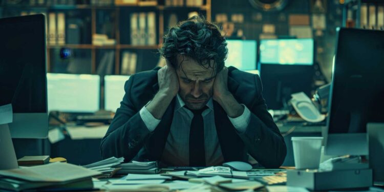 AI-generated image of frustrated businessman by Freepik